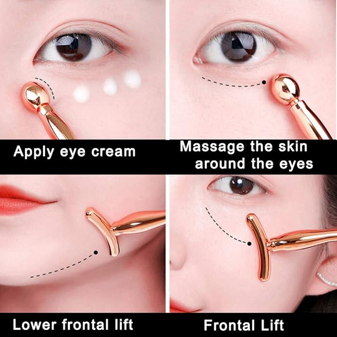 Pimoys 2 Pcs Metal Eye Cream Applicator Face Roller Massager Tool,Eye Massage Wand Stick Women for Facial Massager for Reducing Puffiness Wrinkle Gift for Women-VivaGrace Women