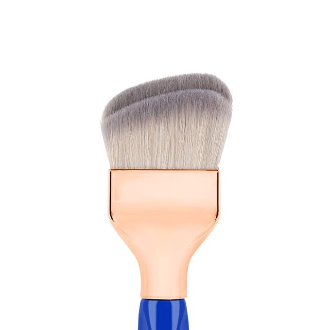 Bdellium Tools Professional Makeup Brush - Golden Triangle 971 Large Slanted Double Dome Blender - With All Vegan and Soft Synthetic Fibers, For Foundation Application & Blending (Blue, 1pc)-VivaGrace Women