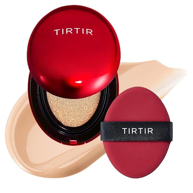 TIRTIR Mask Fit Red Cushion Foundation | Full coverage, Weightless, Skin fit, Satin Glow Finish, Korean Makeup BB Foundation, beauty, Tattoo cover up, Buildable (#21N Ivory, 0.63 Fl Oz)-VivaGrace Women