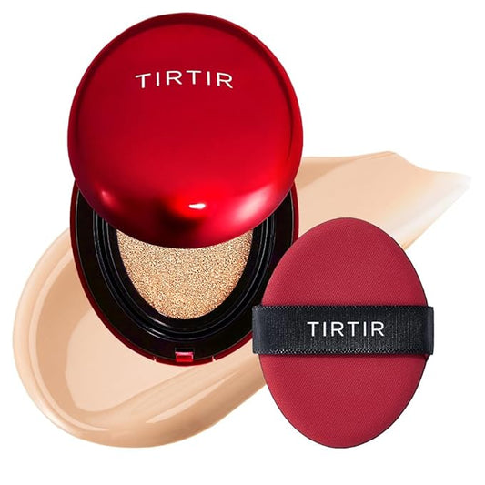 TIRTIR Mask Fit Red Cushion Foundation | Full coverage, Weightless, Skin fit, Satin Glow Finish, Korean Makeup BB Foundation, beauty, Tattoo cover up, Buildable (#21N Ivory, 0.63 Fl Oz)-VivaGrace Women