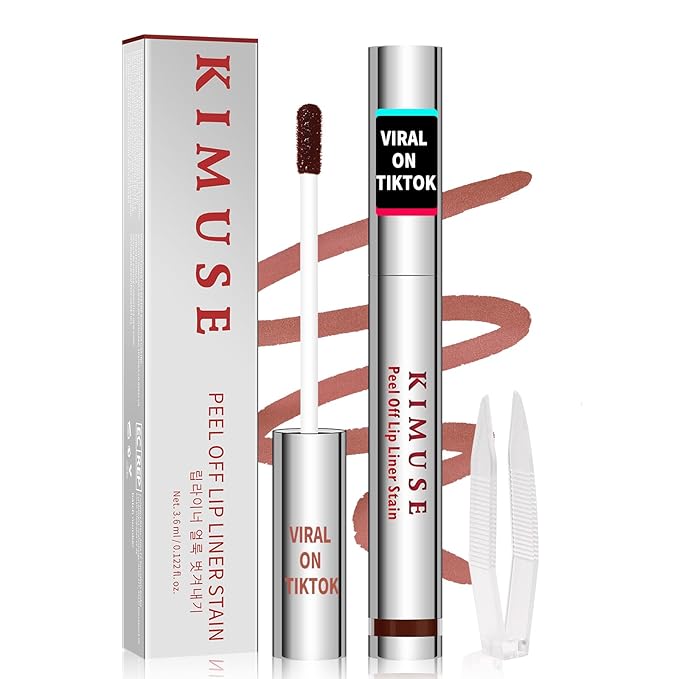 KIMUSE Peel Off Lip Stain, Long Lasting Lip Stain Peel Off with Tweezer, Waterproof Lip Liner Stain, Transfer-Proof, Highly Pigmented Color, Matte Finish-VivaGrace Women