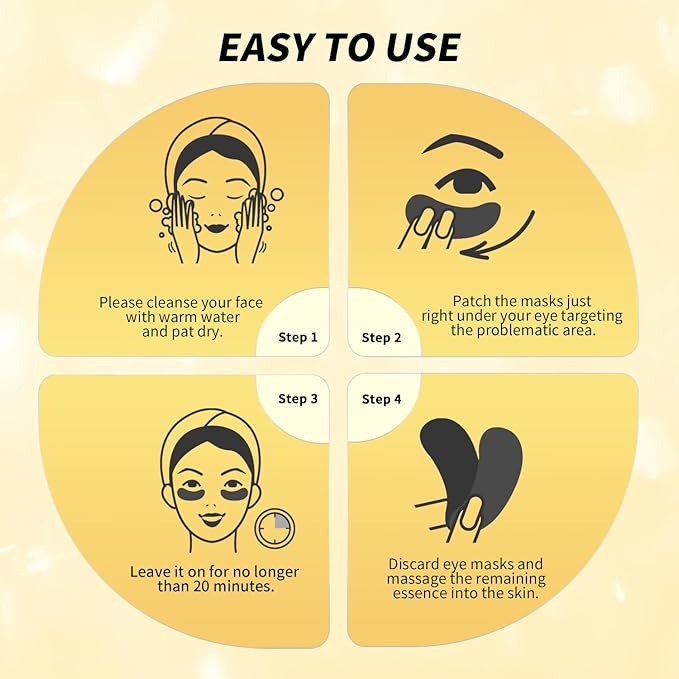 Under Eye Patches(24 Pairs), 24K Gold, Caffeine, Retinol Eye Masks for Puffy Eyes, Wrinkles, Dark Circles, Undereye Bags Treatment - Restoring & Awakening & Moisturizer Skin care Gift for Women-VivaGrace Women