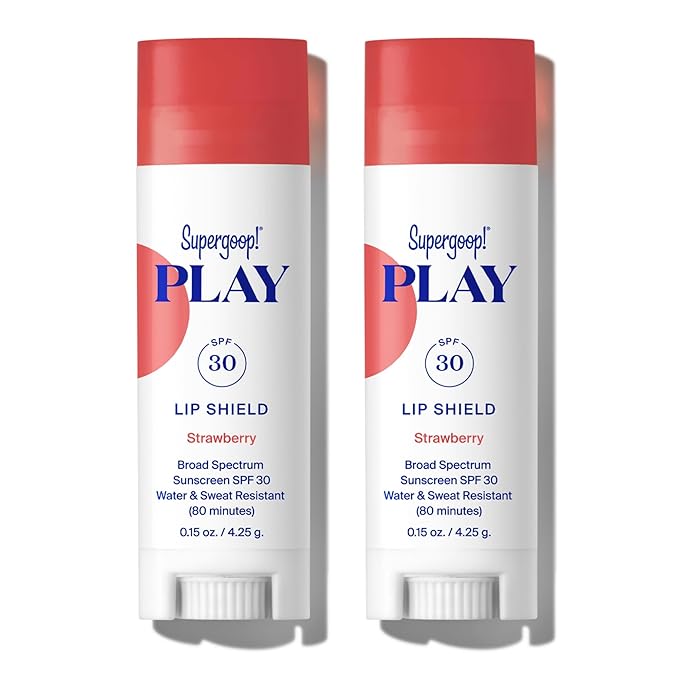 Supergoop! PLAY Lip Shield SPF 30 with Strawberry - Pack of 2 - Moisturizing Lip Treatment for Dry Cracked Lips - Clean Ingredients & Broad Spectrum UV Protection-VivaGrace Women