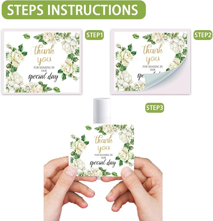 OLYCRAFT 100Pcs Self-Adhesive Lip Balm Tag Stickers 1.7x2.1 inch Waterproof Adhesive Stickers with White Rose Flower Lipstick Tag Sticker for Lip Balm Container Tubes Lipstick Wrapping Decoration-VivaGrace Women
