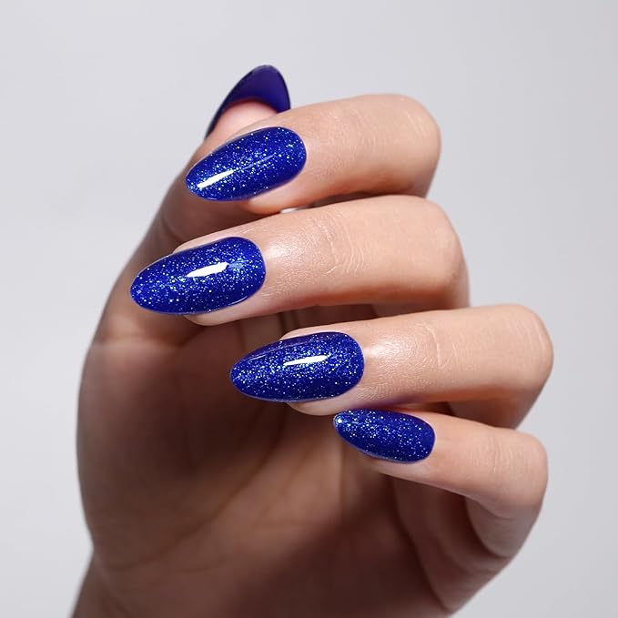 Imtiti Glitter Deep Blue Gel Nail Polish, 0.5 fl oz Shimmer Sea Blue UV/LED Soak Off for Spring and Summer Nail Design