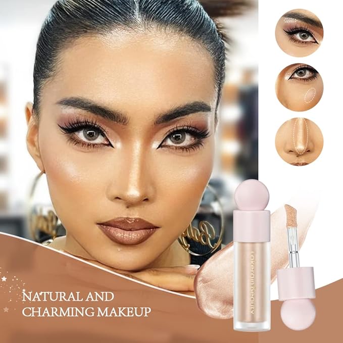 Liquid Highlighter - Luminous Finish Light Liquid Luminizer Makeup Enhanced with Pearl Particles & Botanical Blend, Weightless Dewy Glow for Radiant Skin, Vegan, Cruelty-Free (#01 Moonlight)-VivaGrace Women