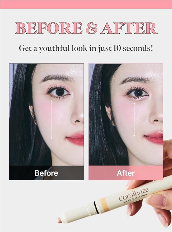 CORALHAZE Idol AEGYO-SAL Maker 04 Ice Berry, 2-in-1 Under-Eye Highlighter and Contour Liner for Bright, Voluminous Eyes, Long-Lasting, Smudge-Proof Shimmer Stick with Natural Glow, Korean Beauty-VivaGrace Women