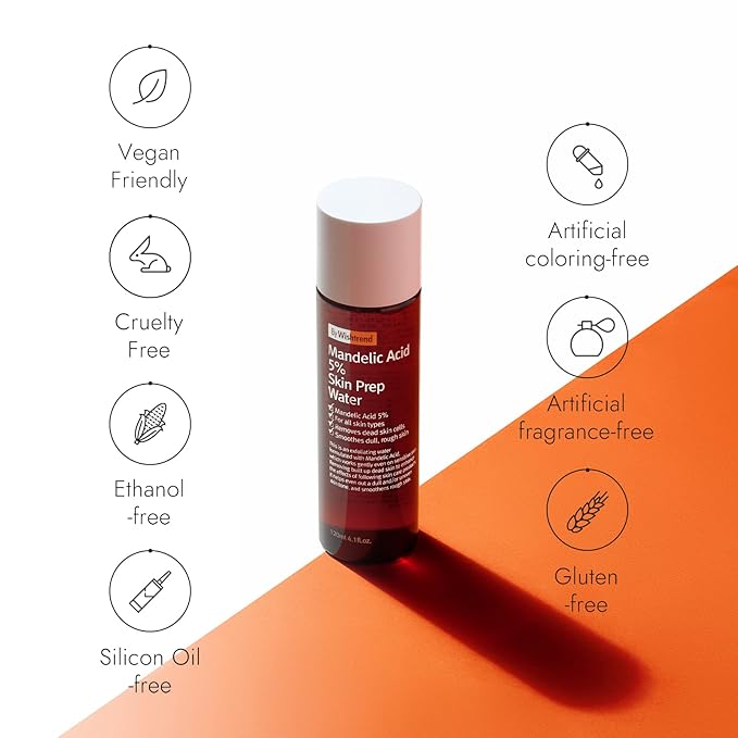 BY WISHTREND Mandelic Acid 5% Skin prep Water, Gentle Skin Renewal, Korean Exfoliator, Aha Bha Toner, for Sensitive Skin, Helping clogged pores, Glow up (4.1 Fl Oz (Pack of 1))-VivaGrace Women