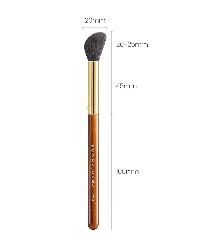 Desert Oak Series Angled Blush Brush - Soft Goat Hair Bristles for Powder/Cream Blush & Bronzer, Ergonomic Ebana Handle & Brass Ferrule, Beginner to Pro (CM 164)-VivaGrace Women