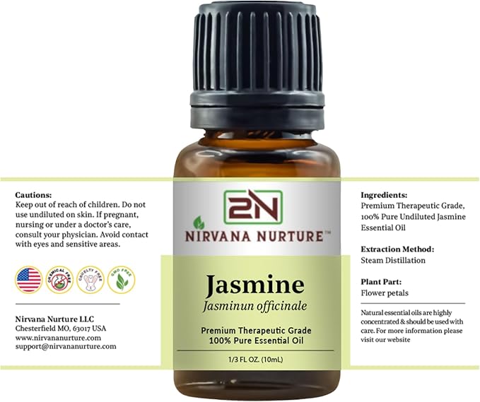 Jasmine Essential Oil 100% Pure Premium Therapeutic Grade, Undiluted - Aromatherapy Diffuser for Calm and Relaxation, Skin Care, Hair Care-VivaGrace Women