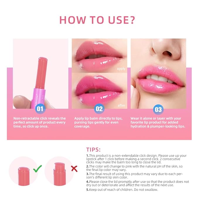 Juicy Lip Plump Shift, Click Melting Lip Balm Lasting Tint Hydrating & Nourishing Lip Care Moisturizer Glossy Color Changing Lip Gloss Non Sticky Lipstick Vegan Tinted Lip Balm (#4 Kiwifruit)-VivaGrace Women