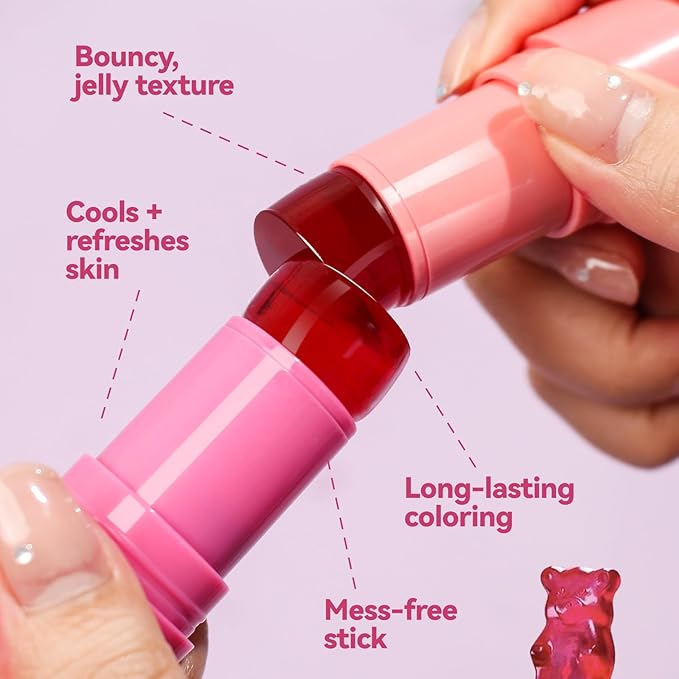 2 Pcs Milk Jelly Blush, Milk Cooling Water Jelly Tint, Vivid Color Water Jelly Tint Milk Blush, Sheer Eye Lip & Cheek Stick Stain, Long Wearing, Watercolor Finish Lip Gloss for Women, 01&02-VivaGrace Women