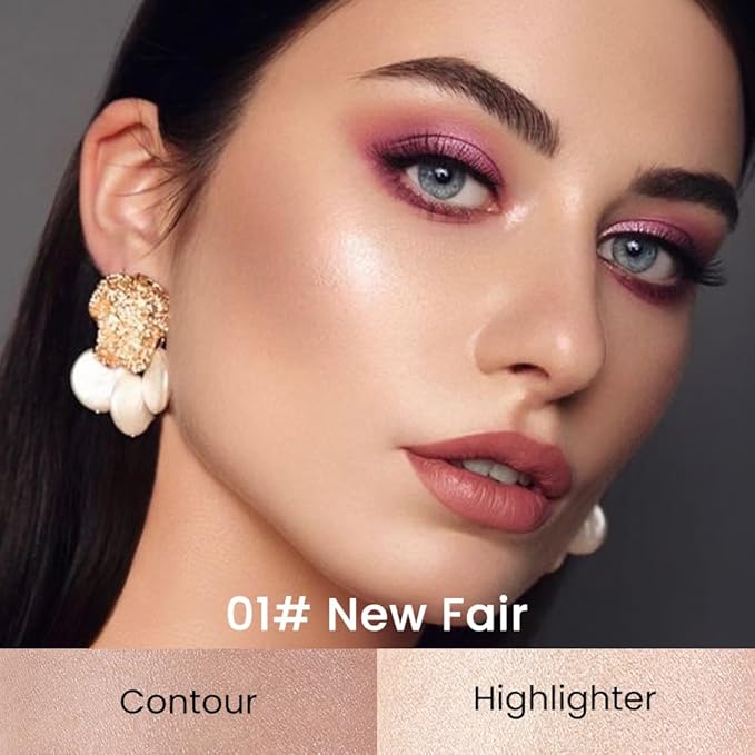 evpct 2in1 Face Shaping & Contouring Stick Cream Contour Concealer Bronzer Stick Makeup Kit for Beginner Face Highlighter Makeup Stick contorno maquillaje de maquillaje profesional, 01 NEW Fair-VivaGrace Women
