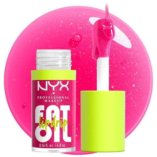 NYX PROFESSIONAL MAKEUP Fat Oil Lip Drip, Moisturizing Lip Oil Gloss, Vegan Tinted Formula, Up to 12 HR Hydration - Supermodel (Shimmering Magenta)-VivaGrace Women