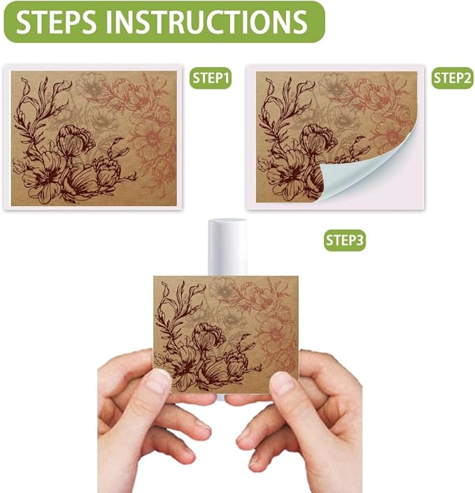 OLYCRAFT 100Pcs Self-Adhesive Lip Balm Tag Stickers 1.7x2.1 inch Waterproof Adhesive Label with Vintage Flower Rectangle Lipstick Tag Sticker for Lip Balm Container Tubes Lipstick Wrapping Decoration-VivaGrace Women