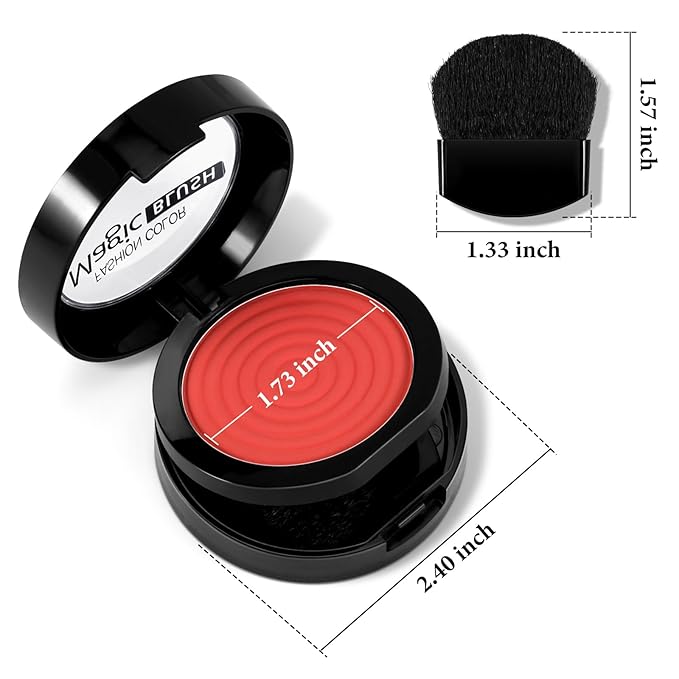 Boobeen Soft Blend Powder Blush for Cheeks, Buildable Color Matte Smooth Blush Palette Compact Blush Powder Makeup, Long-lasting Flush Color, with Mirror and Brush-VivaGrace Women