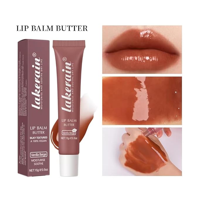 3 Colors Lip Butter Balm Set,Vanilla Vanilla Beige Brown Sugar, Lasting Moisture Non Stick Glow Resurrection Cream Lip Oil Gloss Trio Lip Care Makeup(123# Vanilla + Vanilla Beige+Brown Sugar)-VivaGrace Women