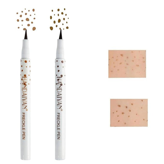Freckle Pen Waterproof 2 Colors,Natural Lifelike Faux Face Freckle Makeup Pen,Magic Freckle Color,Waterproof Longlasting Soft Small Sopt Pen,For Natural Effortless Sunkissed Skin Makeup(2packs)-VivaGrace Women