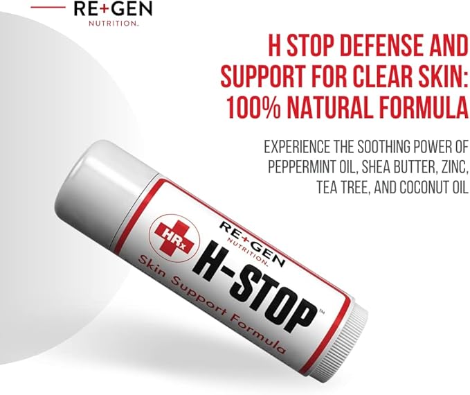 H Stop Lip Balm with Shea Butter, Peppermint Oil, Tea Tree, Lemon Balm, Zinc, Coconut and More for Clear and Healthy Skin Care, Discreet Blister Support Moisturizer, 0.5 oz-VivaGrace Women
