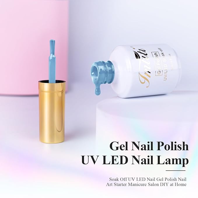 Imtiti Blue Gel Nail Polish, Baby Blue Gel Polish for Manicure Salon or DIY Nail Art at Home, 0.5 Fl Oz