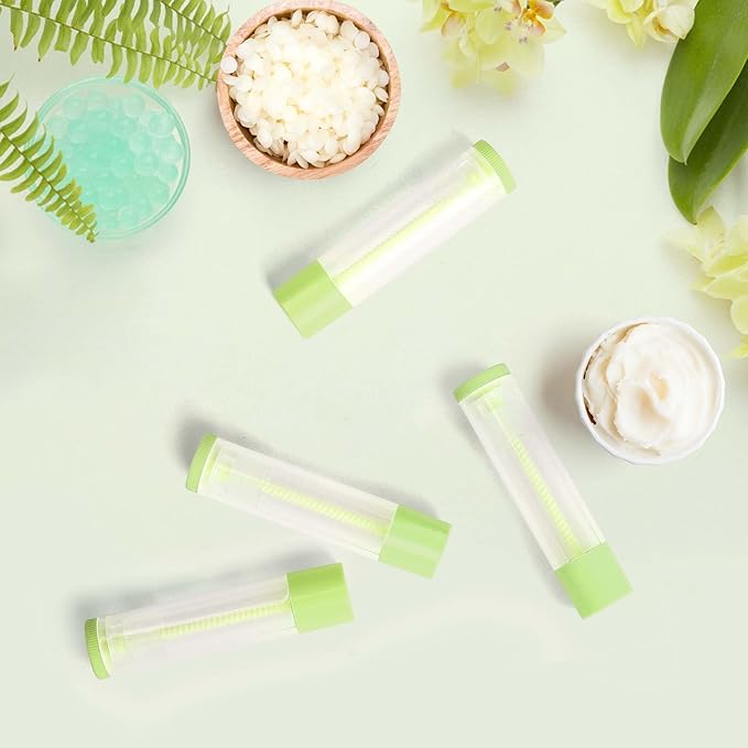 LotFancy Lip Balm Tubes Empty, 60PCS 5.5ml (3/16 Oz), Clear Lip Balm Container Tubes with Green Caps, BPA Free & Leak Free, Refillable-VivaGrace Women