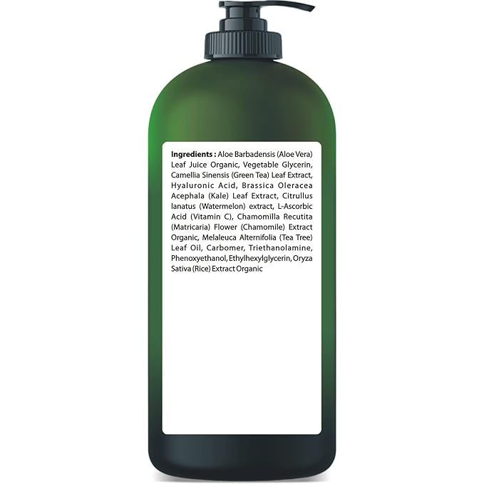Aloe vera Gel - from 100% Pure Organic Aloe - Natural Raw Moisturizer for Face, Body, Hair. Perfect for Sunburn, Acne, Razor Bumps 16.9 fl oz (Tea Tree, Superfood, Hyaluronic Acid)-VivaGrace Women
