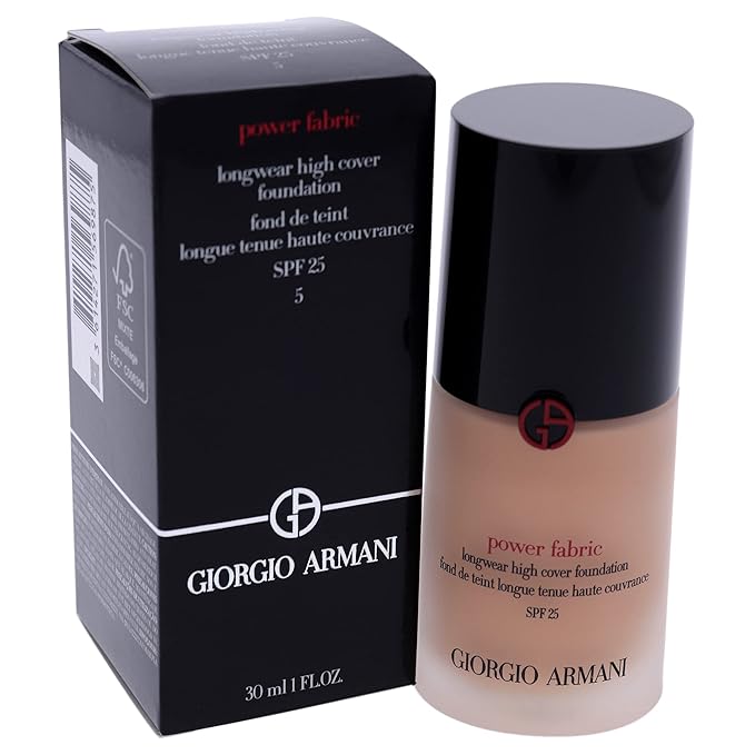 GIORGIO ARMANI Power Fabric Longwear High Cover Foundation SPF 25, # 5 Light, Neutral, 30 ml-VivaGrace Women