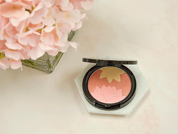 Manna Kadar Beauty - Blossom Floral Compact, Multi-functional Blush & Highlighter, 3 Shades of Pink, Coral, & Champagne for a Perfect Blend, Natural & Radiant, Use on Décolletage, Highly Pigmented-VivaGrace Women