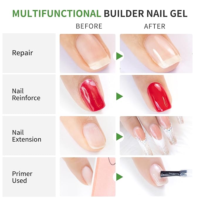 Hema Free Builder Gel - Hypoallergenic Strong Base Coat | Long-Lasting Adhesion (30+ Days) for Professional Nails Gift for Women