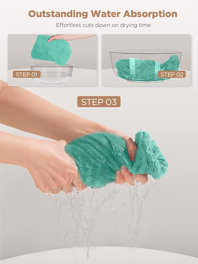Hicober Microfiber Towel, Turbans for Wet Hair, Drying Wrap Towels for Curly Hair Women Towel Wrap for Kids-Purple,Green,Grey-Pack of 3-VivaGrace Women