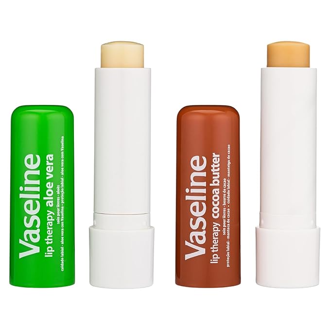 Vaseline Lip Therapy Variety 4-Pack – Cocoa Butter + Aloe Vera Moisturizing Lip Balm with Vitamin E, 0.16 Oz Ea-VivaGrace Women