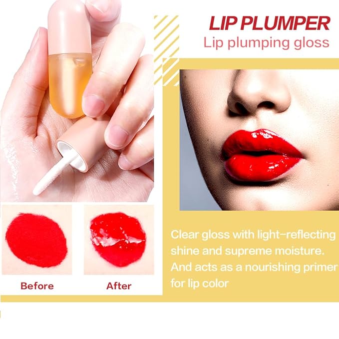 KISSIO Natural Lip Plumper,Lip Plumping Lip Gloss,Lip Plumper Gloss,Derol Lip Plumper,Moisturizing& Reduce Fine Lines 5.5ml For Day Ues-VivaGrace Women