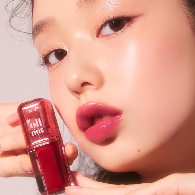 ETUDE Dear Darling Oil Tint #4 Sweet Apple 4.2g | High Moisturizing and Strong Hydrating Lip Oil/Lip Gloss | Smooth and Moist Lips | Non-Sticky Lip Oil Tint For Dry Lips | K-beauty-VivaGrace Women