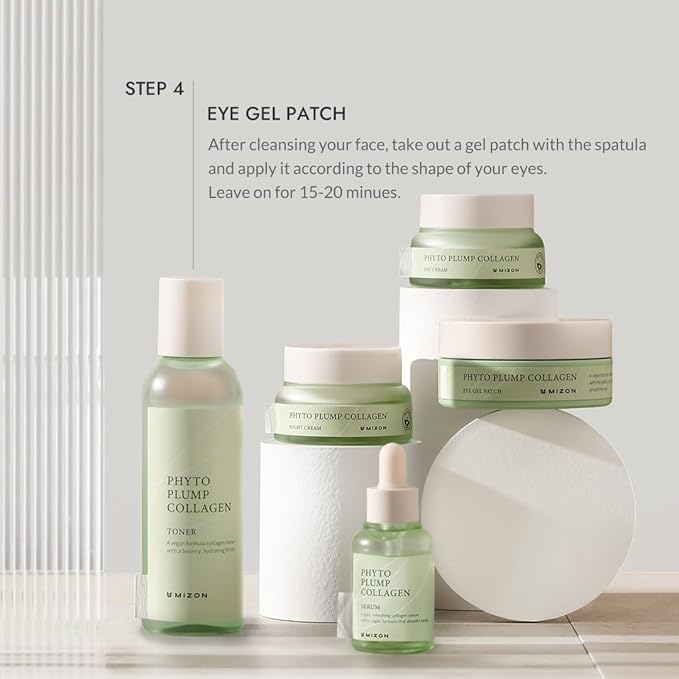 MIZON Phyto Plump Collagen Eye Gel Patch with Moringa, Triple Hyaluronic Acid, and Botanical Extracts for Brightening, Hydration, and Elasticity – 60pcs – Improves Vitality and Glow-VivaGrace Women