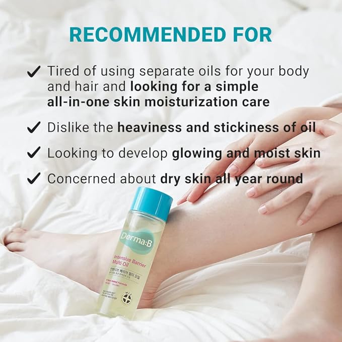 Derma B | Intensive Barrier Multi Body Oil | Moisturizing Non-Sticky Multi-Use Oil After Shower | 10 Botanical Skin Oil for Sensitive Skin | Korean Body Oils for Women & Men | 4.56 fl oz (135ml)-VivaGrace Women