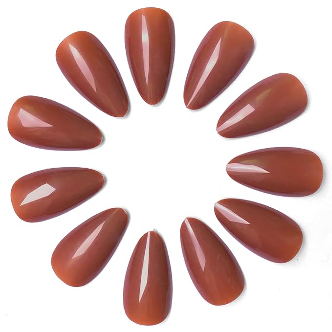 LoveOurHome 240pc Almond Press on Nails Medium Stiletto Colored Fake Fingernails Full Cover False Artificial Nail Tips Manicure Decor with Tabs for Women Girls