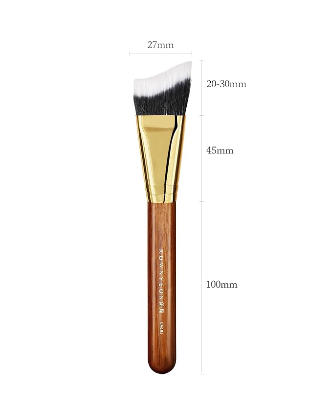 Desert Oak Series Terraced Contour Brush - 27mm Dual-Height Design with 5mm Flat Edge & 22mm Slope for Precision Sculpting, Bubinga & Brass (CM 191)-VivaGrace Women