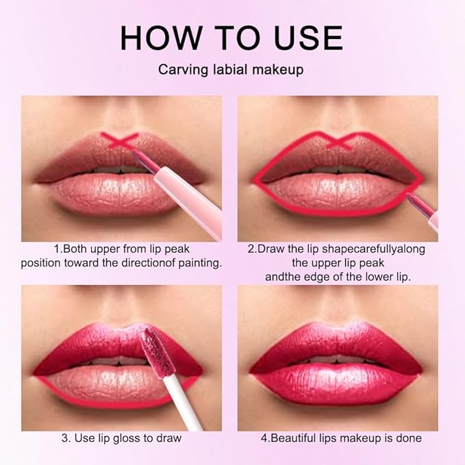 evpct Crushed Ruby Red Metallic Glitter Lip Liner and Lipstick Combo Lip Gloss Stain Set Makeup for Women Long Lasting Waterproof 24, Red Frosted Metallic Shimmer Glossy iridescent Liquid Lipstick 18-VivaGrace Women