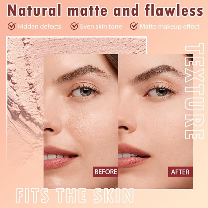 Oil Control Face Pressed Powder, Matte powder setting powder, long-lasting and waterproof loose powder, Flawless Lightweight Face Cosmetics, Cruelty-free, (04, 1 Pcs)-VivaGrace Women