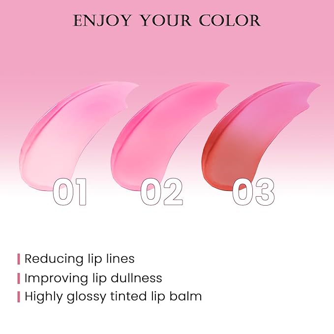 DAGEDA 3PCS Tinted Lip Balm, Moisturizing Magic Color Changing Lipstick, Soothing Hydrating Lip Balm Tinted, Glossy Lip Plump Gloss Butter Balm for Women, Lightweight, Non-Greasy, 01+02+03-VivaGrace Women
