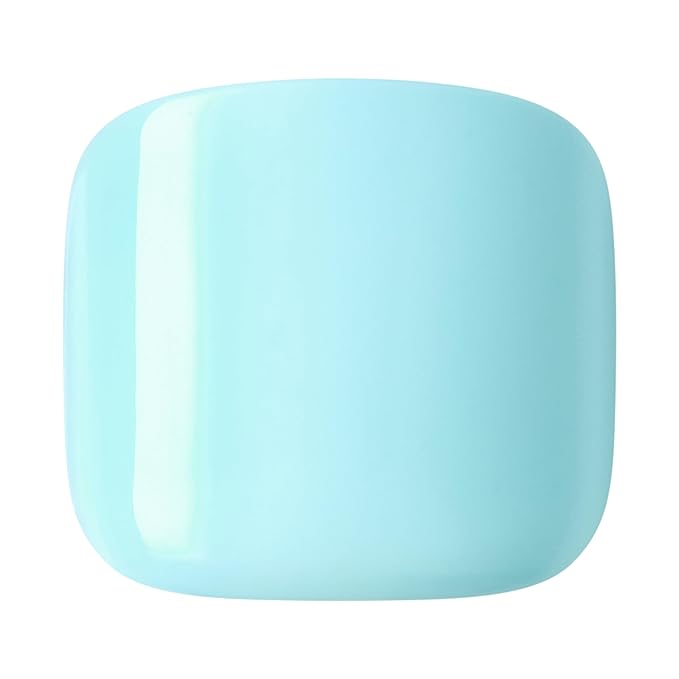 KISS imPRESS No Glue Pedi Press-On Nails, Toenails, 'Fruitful', Light Blue, Short Size, Squoval Shape, Includes 24 Nails, Prep Pad, Instructions Sheet, 1 Manicure Stick, 1 Mini File