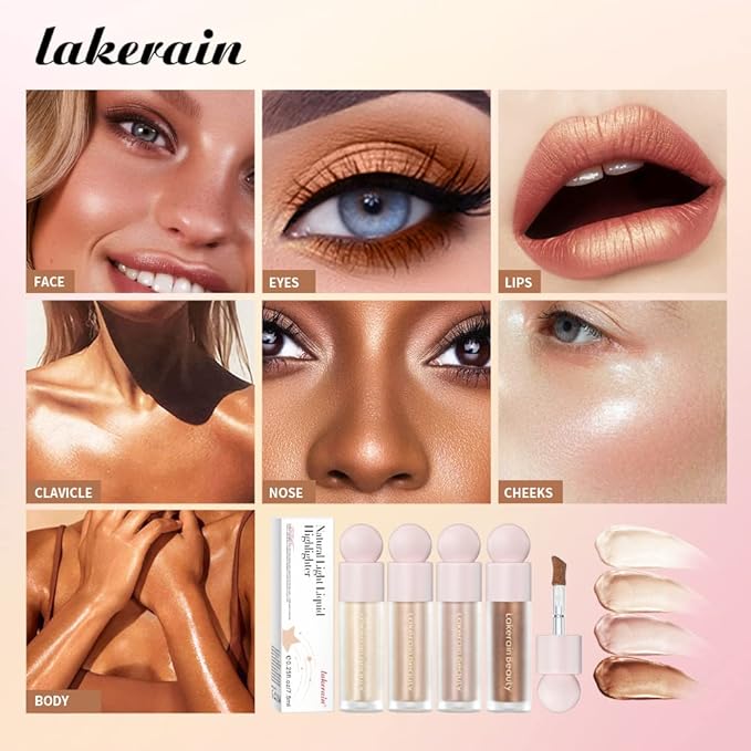 Liquid Highlighter - Luminous Finish Light Liquid Luminizer Makeup Enhanced with Pearl Particles & Botanical Blend, Weightless Dewy Glow for Radiant Skin, Vegan, Cruelty-Free (#01 Moonlight)-VivaGrace Women