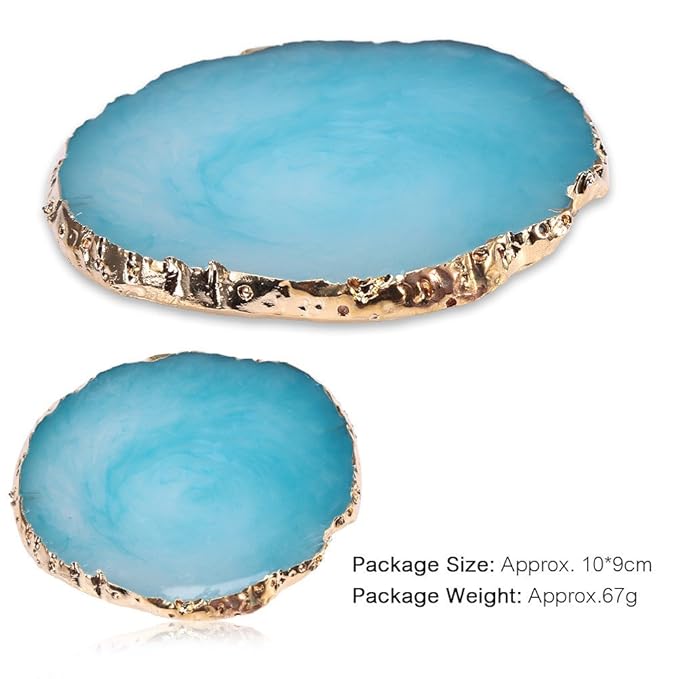 Nail Art Palette, Natural Resin Stone Nail Art Palette for Painting Placing Things Making Nail(Blue)-VivaGrace Women