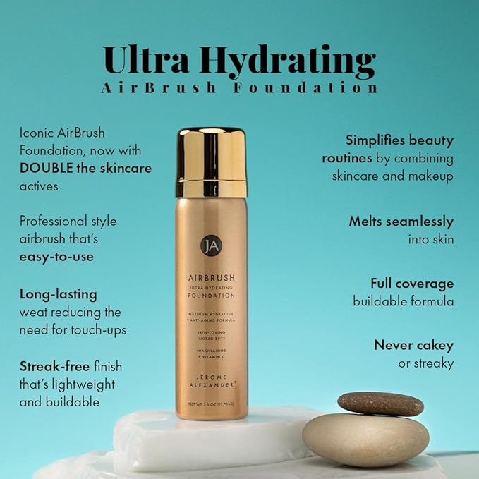 Jerome Alexander Airbrush Foundation Ultra Hydrating, Spray Foundation Makeup with 2x the Active Ingredients, Ultra-Light, Buildable, Full Coverage Formula (Fair)-VivaGrace Women