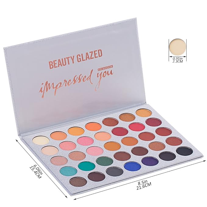 35 Colors Eyeshadow Palette with 7Pcs Makeup Brushes Set, All in One Makeup Kit Matte Shimmer Pigmented Eye Shadow Pallete Waterproof Powder Natural Nude Naked Smokey-VivaGrace Women