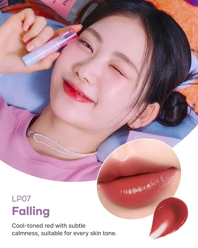 DEARMAY LA PISTE LIP TINT LP07 Falling 0.14 oz. long lasting lip stain with glossy finish and lightweight texture, non sticky, hydrating formula with no flaking and glassy vivid tint, korean makeup-VivaGrace Women