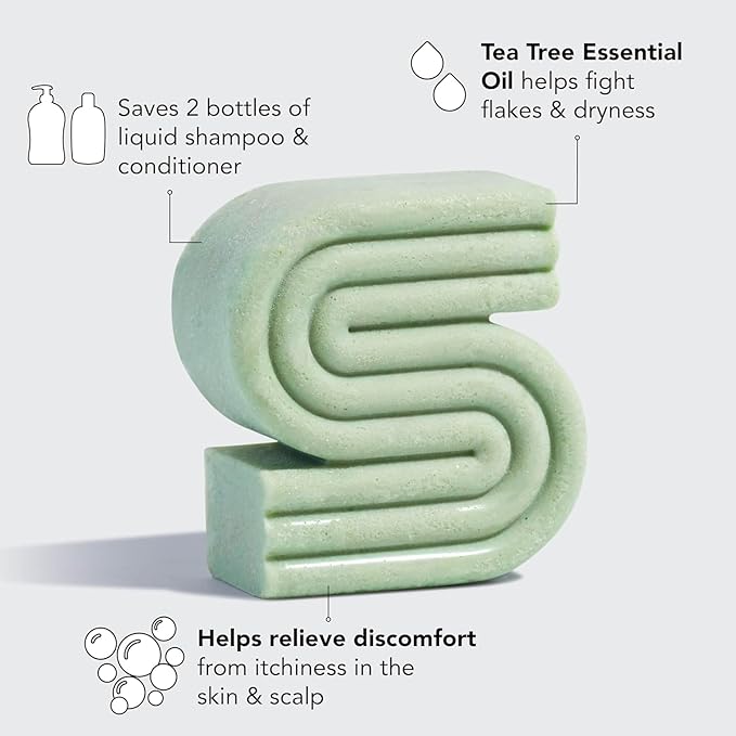 Kitsch Tea Tree & Mint Shampoo Bar - Anti Dandruff Shampoo for Itchy Scalp and All Hair Types - Natural Hair Shampoo Bar with Mint - Vegan Hair Care, Paraben & Sulfate Free, Made in USA - 3.2oz