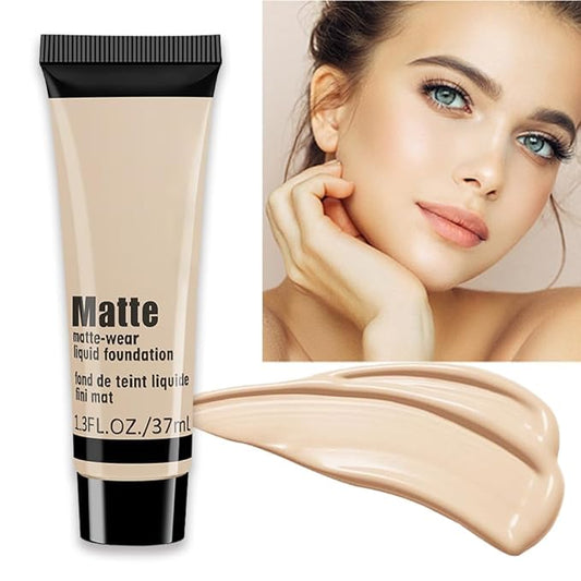 1 Pack Liquid Foundation Cream for Face Makeup,Durable Full Coverage Matte Concealer Make Up,Oil Control & Waterproof Base Primer -1 Fl.Oz (BEIGE 3#)-VivaGrace Women