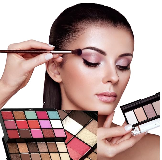 SAMIK Eye shadow blush concealer contour makeup kits full set all in one makeup set cosmetic girl makeup gift box blush set (Black)-VivaGrace Women