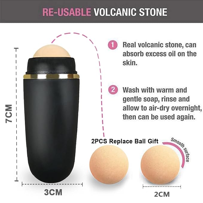 103 PCS Volcanic Roller Oily Skin Oil Control On The Go Volcanic Face Roller Oil Absorbing Volcanic Roller with Oil Blotting Sheet Paper for Oily Skin Care Oil Control Film Tissues (Type2)-VivaGrace Women